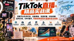 TikTok直播精品实战课,详解平台生态红利、设备筹备、流量权重、对标拆解、起号打标、GMV提升,零基础精通海外直播带货全链路-任任的小木屋 - 热点知汇