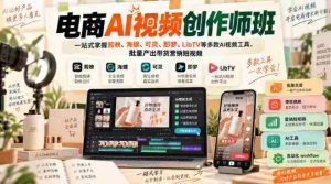 电商AI视频创作师班,一站式掌握剪映、海螺、可灵、即梦、LibTV等多款AI视频工具,批量产出带货营销短视频-任任的小木屋 - 热点知汇