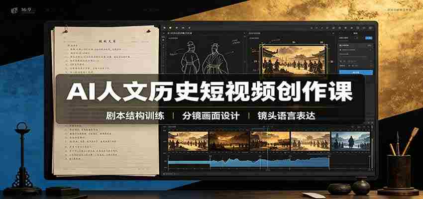AI人文历史短视频创作课：赛道对标、剧本分镜制图，掌握视频完整产出流程-任任的小木屋 - 热点知汇