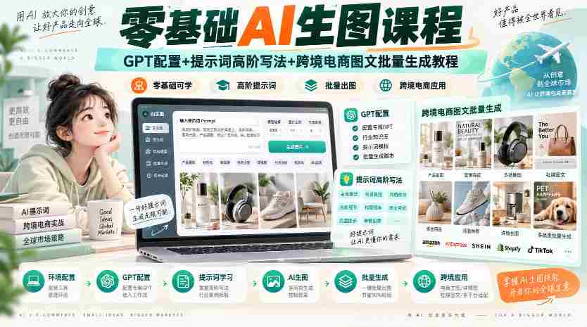 零基础AI生图课程，GPT配置+提示词高阶写法+跨境电商图文批量生成教程-任任的小木屋 - 热点知汇