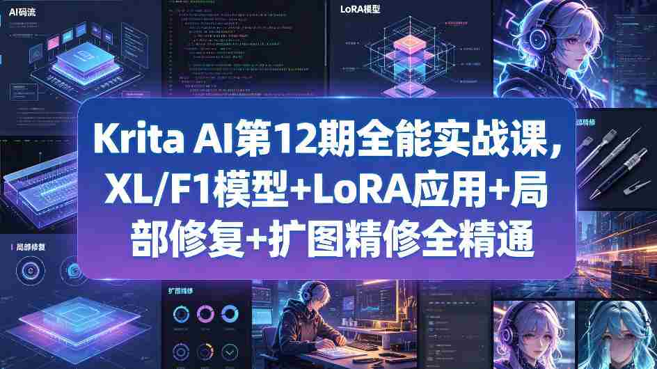 Krita AI第12期全能实战课，XL/F1模型+LoRA应用+局部修复+扩图精修全精通-任任的小木屋 - 热点知汇