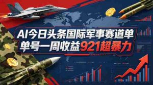 AI今日头条国际军事赛道，单号一周收益921，超暴力-任任的小木屋 - 热点知汇