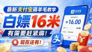 最新支付宝薅羊毛教学,白嫖16米,有需要赶紧薅,现在还有!-任任的小木屋 - 热点知汇