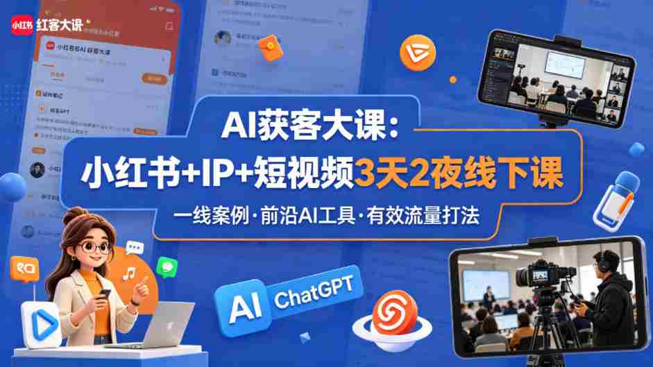 AI获客大课小红书+IP+短视频3天2夜线下课，用最真实的一线案例，最前沿的AI工具，最有效的流量打法-任任的小木屋 - 热点知汇