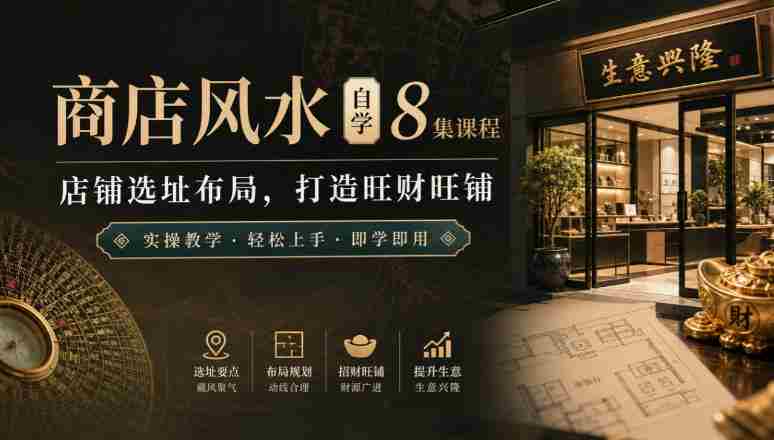 店铺风水布局全攻略：8节自学课程，教你选址秘籍，打造财富磁场实操教学-任任的小木屋 - 热点知汇