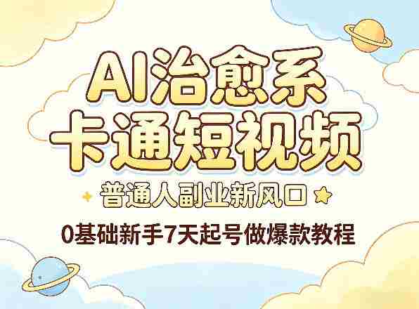 AI治愈系卡通短视频,普通人副业新风口,0基础新手7天起号做爆款教程-任任的小木屋 - 热点知汇