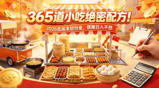 365道小吃绝密配方！2026低成本轻创业，摆摊日入不愁-任任的小木屋 - 热点知汇
