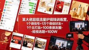某大佬超级流量IP搞钱训练营,1个微信号+1万个微信好友+1个主打品+100条朋友圈-短视选题=100W-任任的小木屋 - 热点知汇
