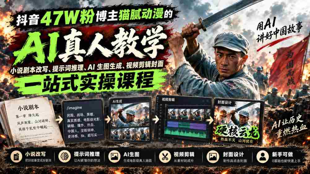 揭秘抖音47万粉丝达人猫腻动漫：AI真人漫剧制作全攻略，从剧本改写到视频剪辑，一网打尽！-任任的小木屋 - 热点知汇