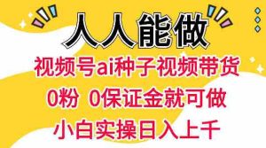 视频号AI种子带货，0粉0保证金就可做，人人能做，实操日入1k+-任任的小木屋 - 热点知汇