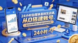 24小时自媒体盈利实战课,从0搭建账号,当天就能拥有自己的盈利自媒体账号-任任的小木屋 - 热点知汇