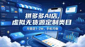 拼多多AI店，虚拟无货源定制类目，月稳定1-2W，手机可做-任任的小木屋 - 热点知汇