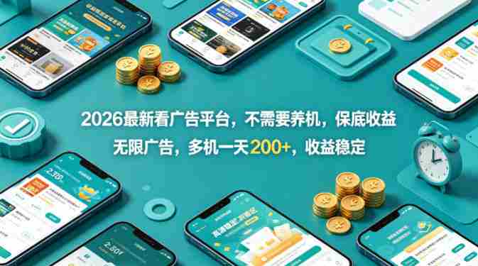 2026最新看广告平台，不需要养机，保底收益，无限广告，多机一天200+，收益稳定【揭秘】-任任的小木屋 - 热点知汇