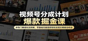 视频号分成计划爆款掘金课:多热门赛道玩法拆解,零基础无脑混剪轻松实现长期被动收益-任任的小木屋 - 热点知汇