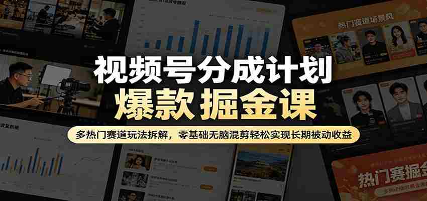 视频号分成计划爆款掘金课：多热门赛道玩法拆解，零基础无脑混剪轻松实现长期被动收益-任任的小木屋 - 热点知汇