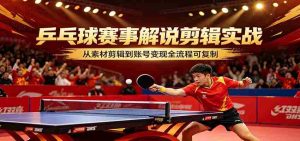 乒乓球赛事解说剪辑实战,从素材剪辑到账号变现全流程可复制-任任的小木屋 - 热点知汇