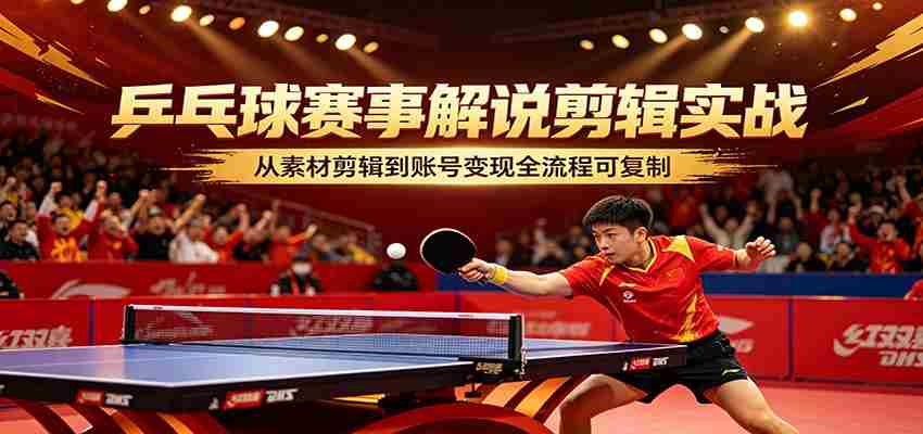 乒乓球赛事解说剪辑实战，从素材剪辑到账号变现全流程可复制-任任的小木屋 - 热点知汇