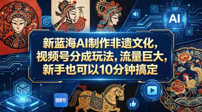 新蓝海AI制作非遗文化，视频号分成玩法，流量巨大，新手也可以10分钟搞定-任任的小木屋 - 热点知汇