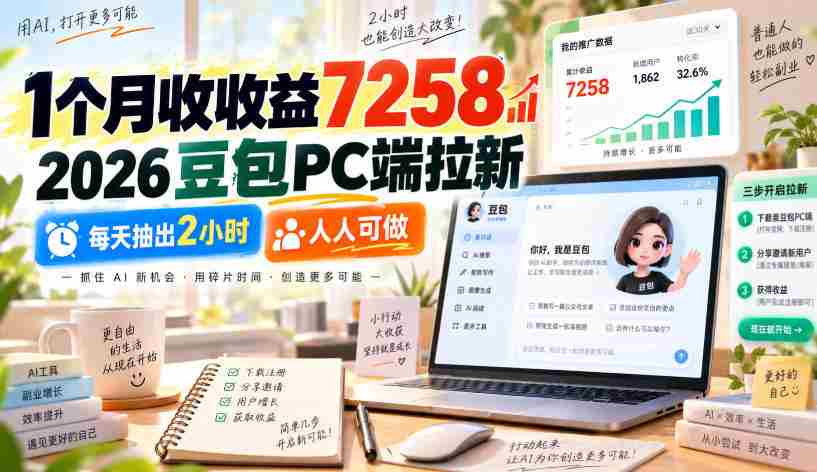 30天赚得7258元收益，2026年豆包平台电脑端招募新用户，仅需每日投入2小时，轻松参与赚钱机会-任任的小木屋 - 热点知汇