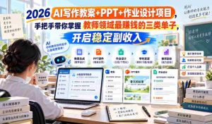 2026 AI写作教案+PPT+作业设计项目,手把手带你掌握教师领域最賺钱的三类单子,开启稳定副收入-任任的小木屋 - 热点知汇