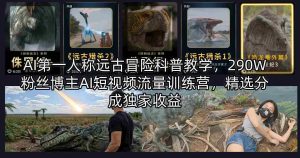 AI第一人称远古冒险科普教学，290W粉丝博主AI短视频流量训练营，精选分成独家收益-任任的小木屋 - 热点知汇