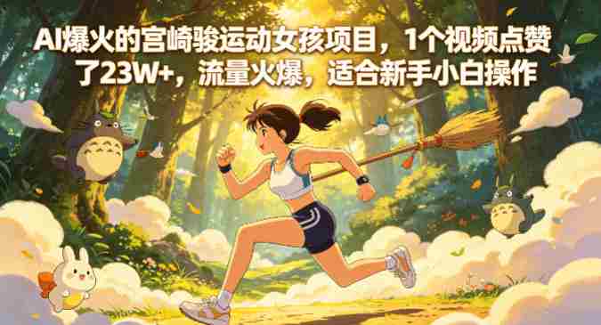 AI爆火的宫崎骏运动女孩项目，1个视频点赞了23W+，流量火爆，适合新手小白操作【详细拆解】-任任的小木屋 - 热点知汇