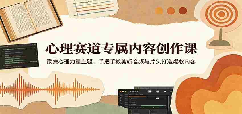 心理赛道专属内容创作课：聚焦心理力量主题，手把手教剪辑音频与片头打造爆款内容-任任的小木屋 - 热点知汇