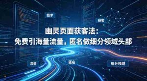 用懂技术!幽灵页面获客法:免费引海量流量,匿名做细分领域头部-任任的小木屋 - 热点知汇