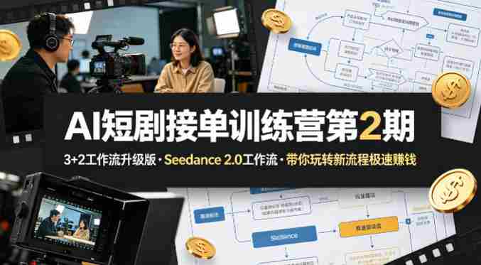 AI短剧接单训练营第2期，3+2工作流升级版，Seedance 2.0工作流，带你玩转新流程极速賺钱-任任的小木屋 - 热点知汇
