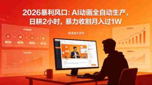 2026暴利风口:AI动画全自动生产,日耕2小时,暴力收割月入过1W-任任的小木屋 - 热点知汇