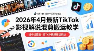 26年4月最新TikTok影视解说混剪搬运教学,过中过原创,撸TK中视频计划收益-任任的小木屋 - 热点知汇