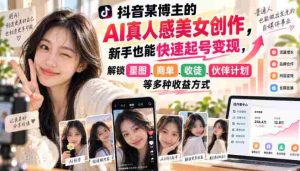 短视频达人用AI打造逼真美女形象,初学者轻松赚钱,解锁多元盈利路径-任任的小木屋 - 热点知汇