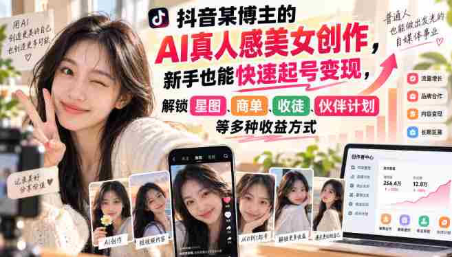 短视频达人用AI打造逼真美女形象，初学者轻松赚钱，解锁多元盈利路径-任任的小木屋 - 热点知汇