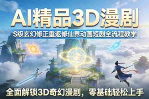 AI精品3D漫剧S级玄幻修正重返修仙界动画短剧全流程教学,全面解锁3D奇幻漫剧,零基础轻松上手-任任的小木屋 - 热点知汇