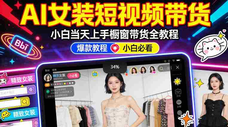 AI女装短视频橱窗带货：小白零门槛当天上手，高佣金爆款轻松賺！-任任的小木屋 - 热点知汇