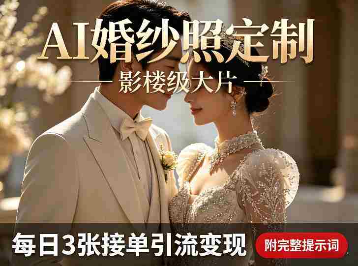 AI婚纱照定制影楼级大片，每日3张接单引流变现，轻松实现副业增收（附完整提示词）-任任的小木屋 - 热点知汇