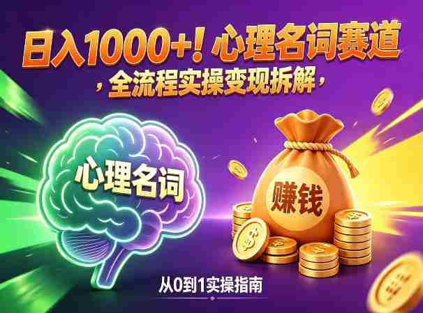 心理名词赛道，新手小白也能做，全流程项目拆解，单日变现1k+-任任的小木屋 - 热点知汇