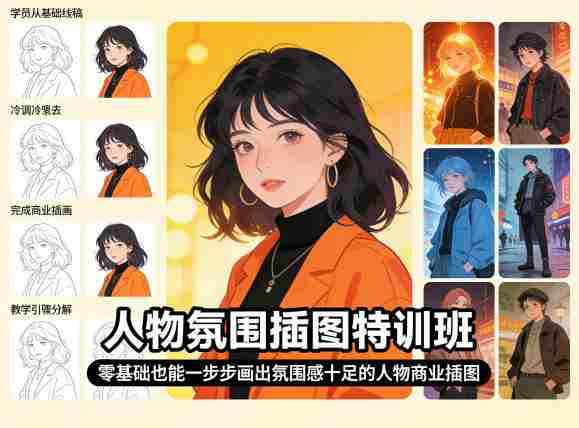 人物氛围插图特训班，零基础也能一步步画出氛围感十足的人物商业插图-任任的小木屋 - 热点知汇