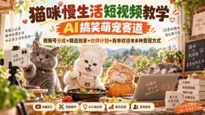 AI赋能萌宠搞笑短视频,猫主子悠闲日常攻略,一网打尽视频变现路径:平台分成、独家精选、合作招募与学徒招募多元收益攻略-任任的小木屋 - 热点知汇