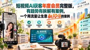 揭秘短视频AI引流秘籍：年度会员全攻略，趋势解析+实战拆解，教你流量变现，生意增长十倍实操案例！-任任的小木屋 - 热点知汇