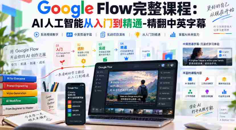 高清呈现】Google Flow全程教程：人工智能学习之路，从新手到高手，中英字幕全收录-任任的小木屋 - 热点知汇