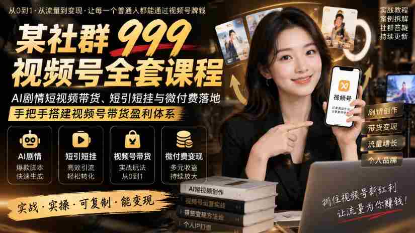 全新社群视频号教程大放送：AI剧本短视频带货策略，轻松实现短链高收益，实操搭建视频号盈利模式-任任的小木屋 - 热点知汇