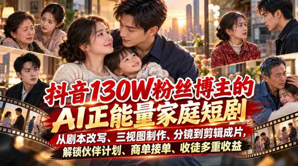 抖音红人130万粉丝打造AI家庭喜剧，剧本改编、三维制作、镜头设计至剪辑成片，揭秘伙伴计划、商务合作、收徒多渠道盈利之道-任任的小木屋 - 热点知汇