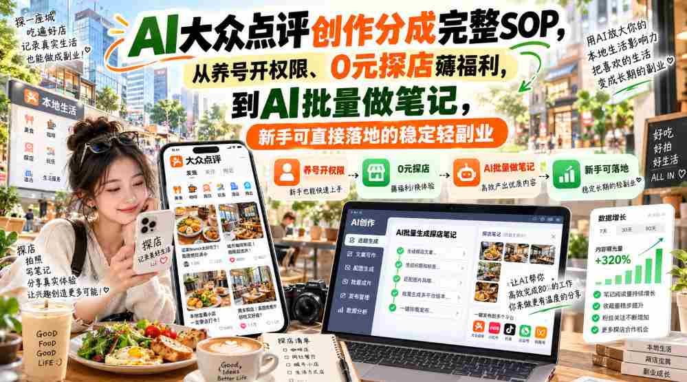 零基础上手】AI点评达人分成攻略全解析：从账号运营到福利领取，AI笔记批量制作，轻松开启副业新篇章-任任的小木屋 - 热点知汇