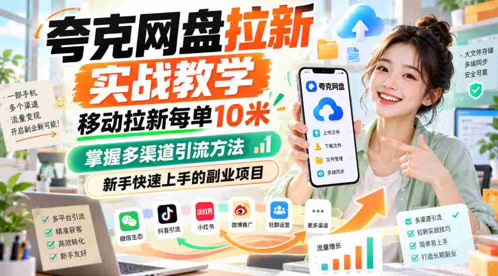 揭秘夸克网盘拉新攻略：移动端每单收益高达10元，多渠道引流技巧，新手副业轻松入门-任任的小木屋 - 热点知汇