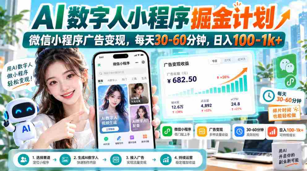 无需水印】AI数字人小程序掘金攻略：微信广告变现，仅需半小时，日赚百元起-任任的小木屋 - 热点知汇
