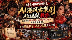 揭秘抖音48万粉丝博主AI港风古装剧短视频制作秘籍:附赠提示词包、视觉素材技巧、声音克隆指南,畅享精选收益、商业合作、收徒多重盈利-任任的小木屋 - 热点知汇