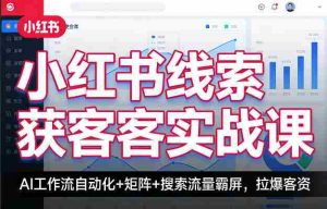 小红书线索获客实战课，AI工作流自动化+矩阵+搜索流量霸屏，拉爆客资-任任的小木屋 - 热点知汇