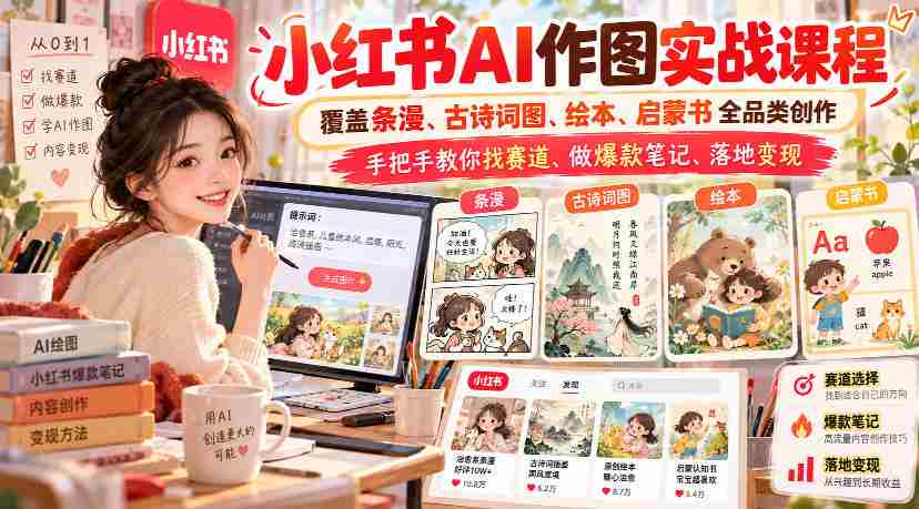 探索小红书AI绘图新境界：全方位学习条漫、古风插图、绘本创作，实战攻略助你挖掘热门领域，打造爆款笔记，实现盈利变现-任任的小木屋 - 热点知汇
