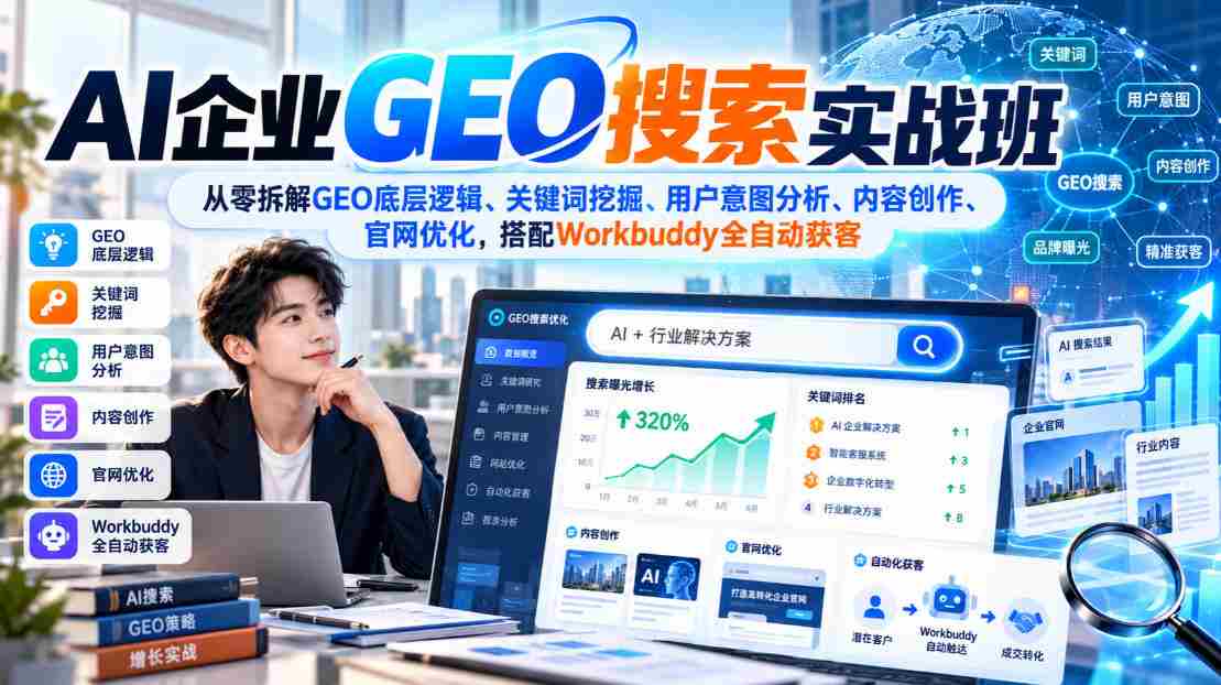 解码GEO搜索精髓：AI实战培训全面解析关键词、用户需求与内容策略，Workbuddy助力高效获客-任任的小木屋 - 热点知汇